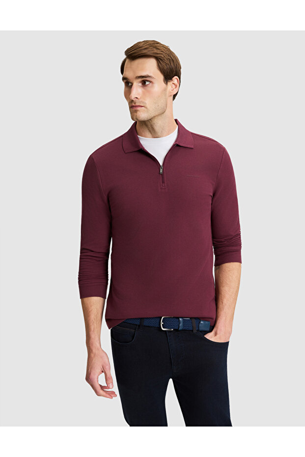 Burgundy Slim Fit Basic Sweatshirt 50334013-Vr014