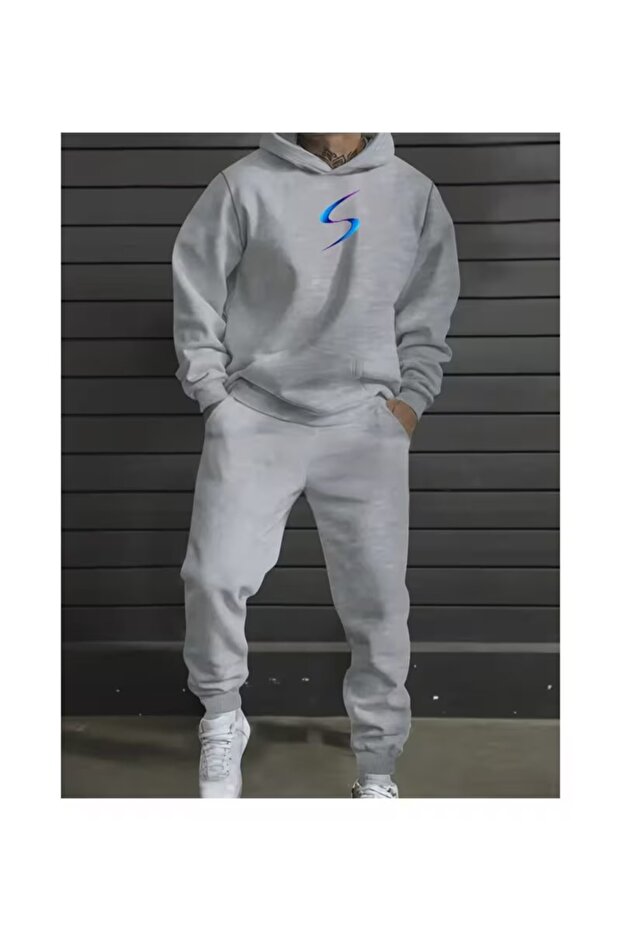 Men's Oversize Printed Hooded Tracksuit Set
