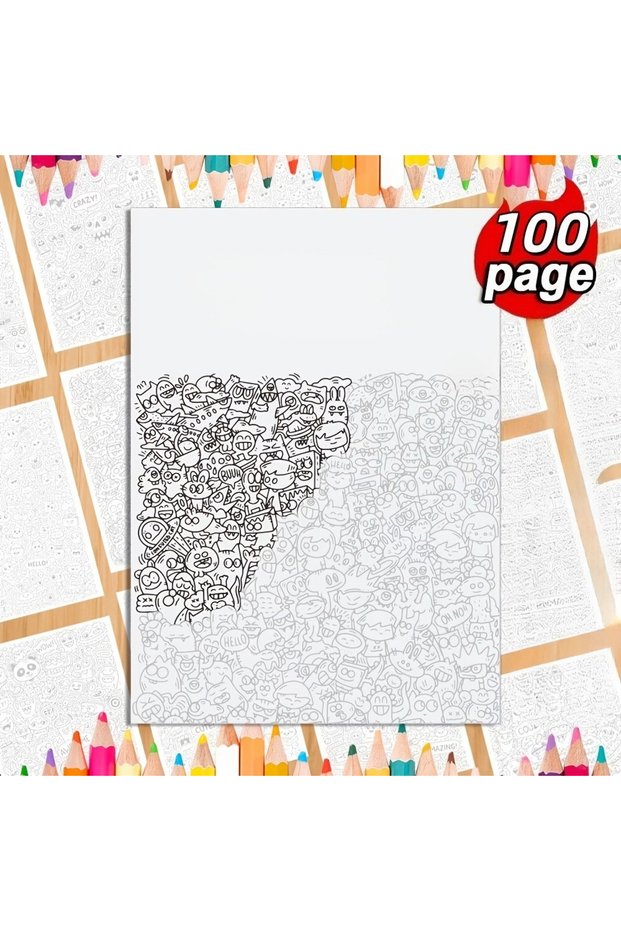 100 ورقة من كتاب الرسم التخطيطي، يحتوي على أنماط رسم رائعة لتتبعها وتلوينها، مناسب للأطفال.