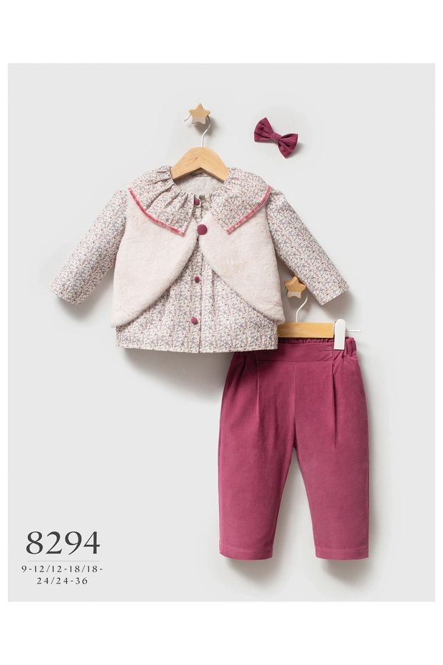 Baby Girl Little Flowers Buckle 3-Piece Set