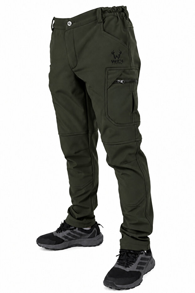 Widi Khaki Softshell Water Repellent Flexible Tactical Outdoor Pants with Cargo Pockets