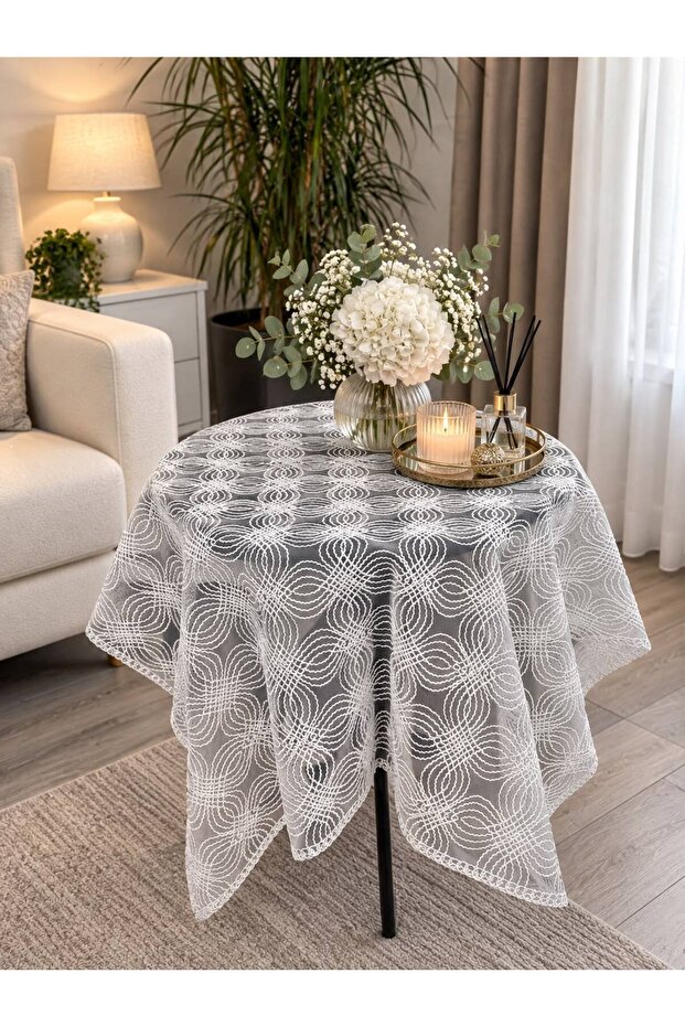 Meridyen Round Tablecloth / Fiskos Tablecloth Ecru