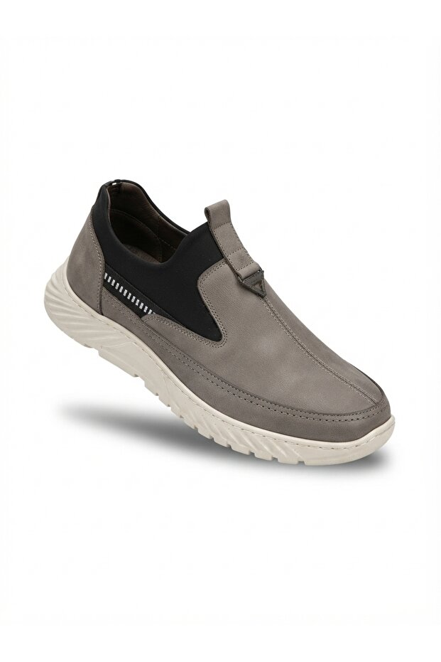 Atc 0033 Gray Genuine Leather Comfortable Lightweight Men's Casual Shoes