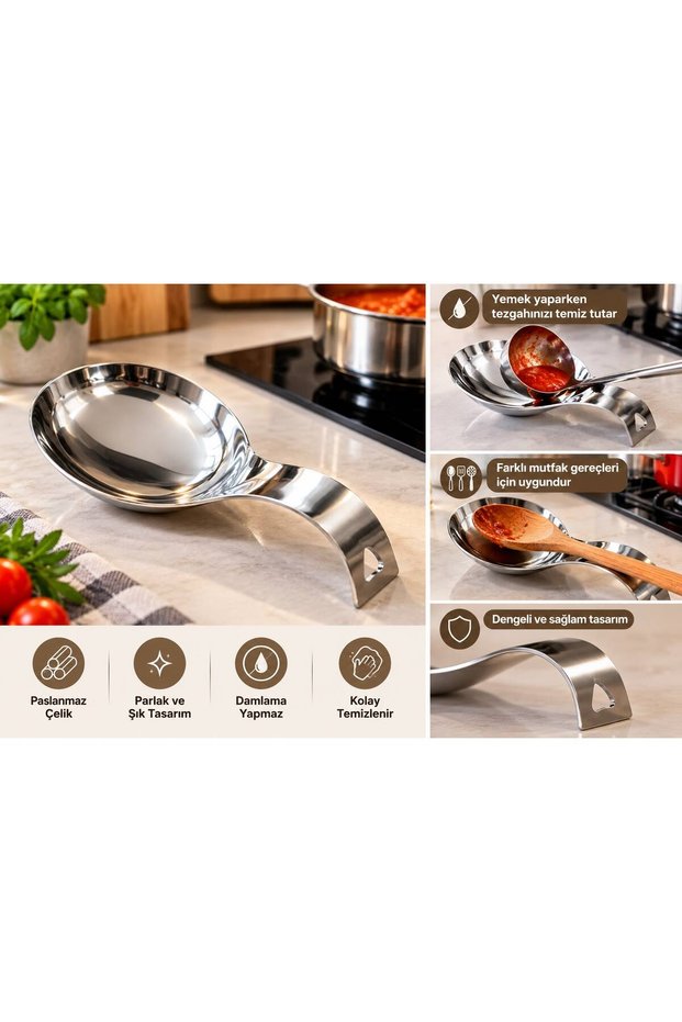 Stainless Steel Ergonomic Spoon Rest and Ladle Rest