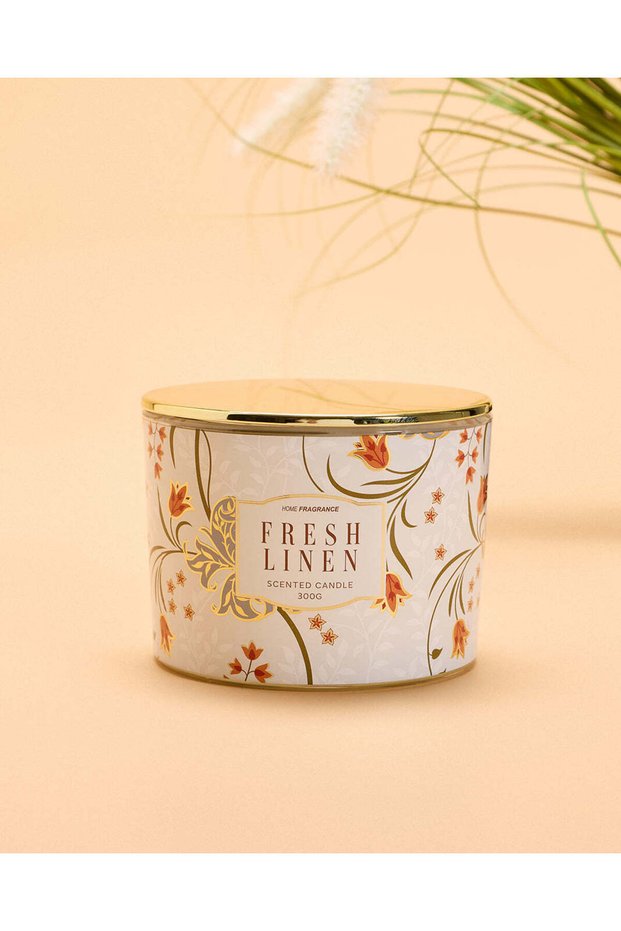 Fresh Linen Glass Jar Candle With Lid