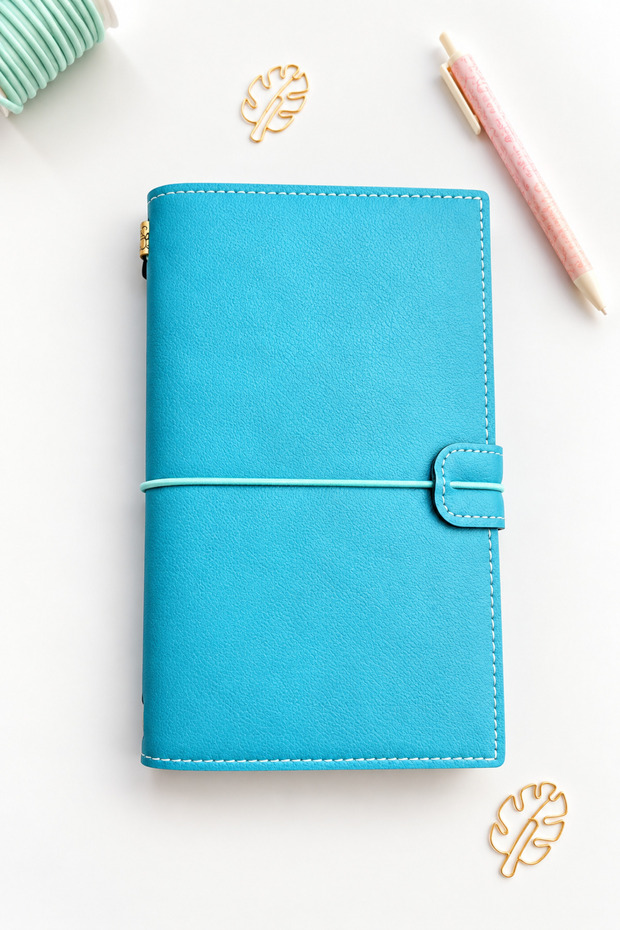 3-Compartment Faux Leather Notebook – Elasticated | 9 Color Options