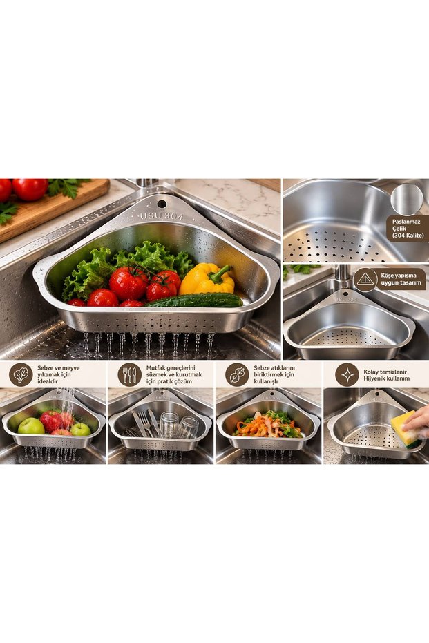 Stainless Steel Sink Fruit Vegetable Washing Resting 18/10 304 Quality