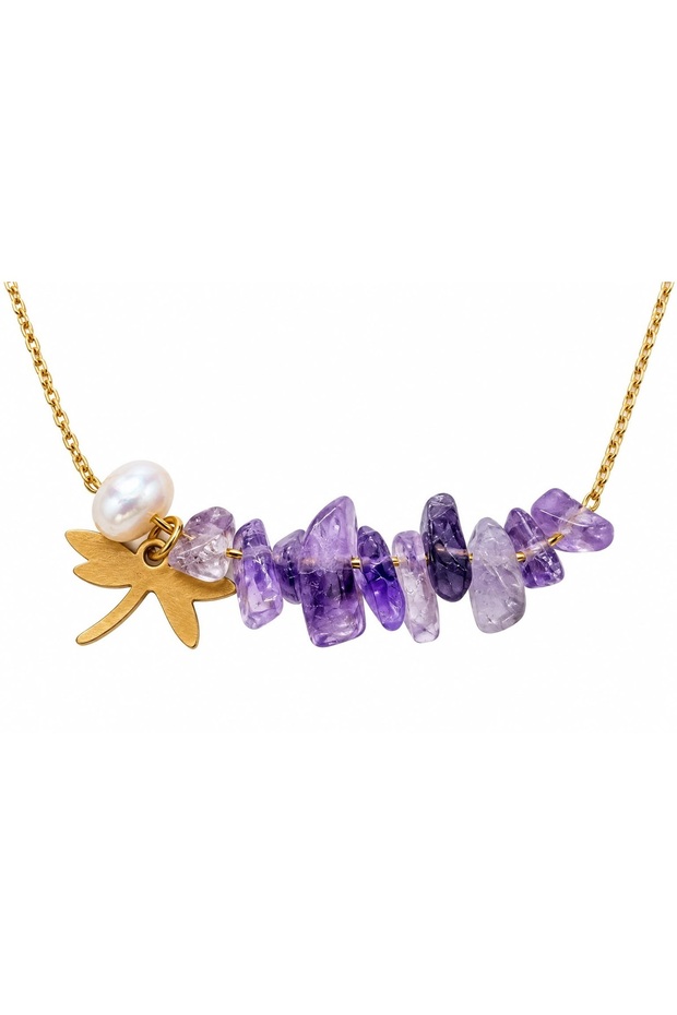 Kiyi Pearl & Natural Stone Steel Necklace