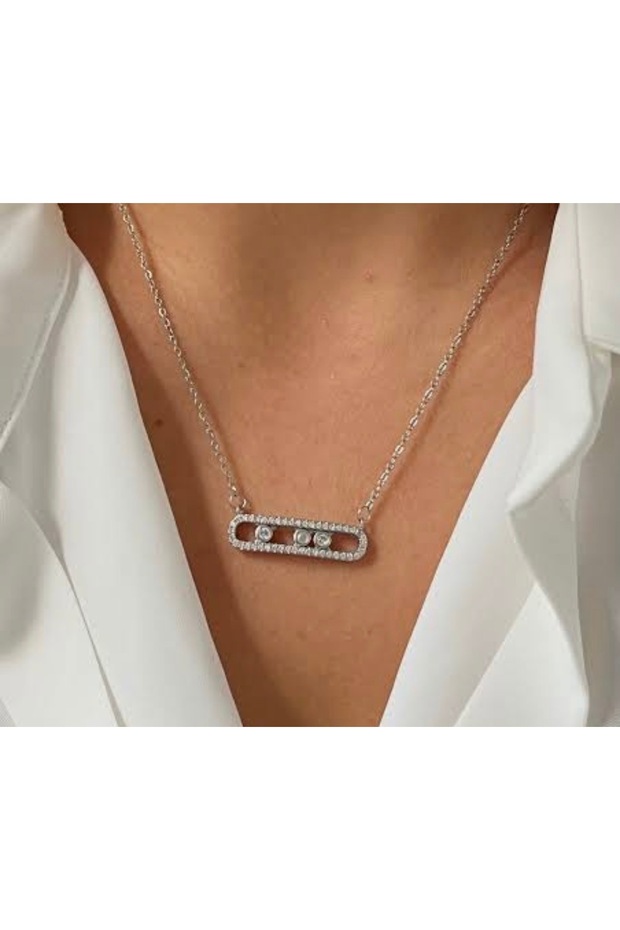 Silver Elegant Movable Messika Necklace Steel Mes Chain Mexican Necklace with Zircon