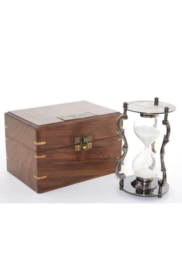 Brass Hourglass with Wooden Box Ksk2060