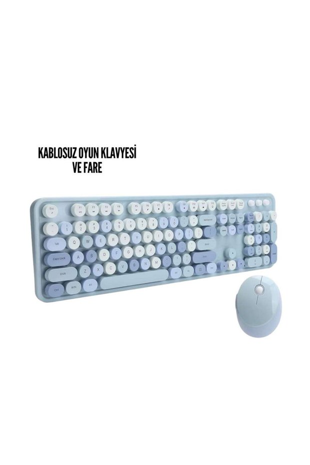 Wireless Keyboard Mouse Set Blue