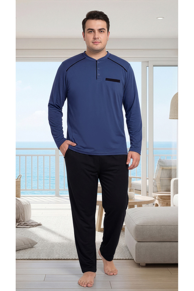 Three Button Men's Battal Pajama Set 45010