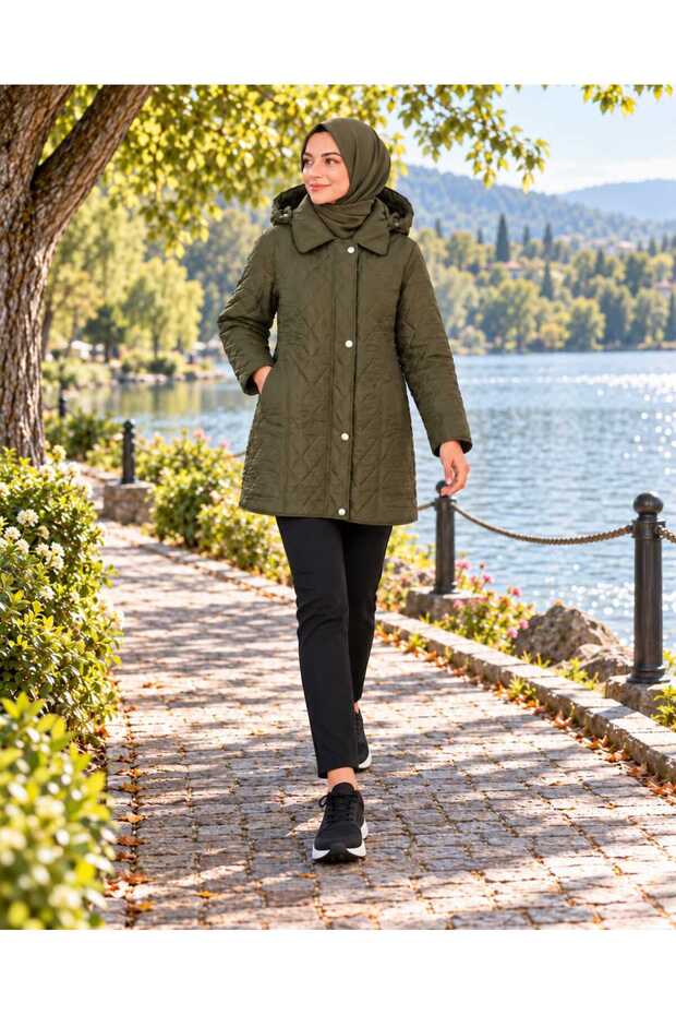 Mother's Stitched Goose Feather Knee Length Oversize Large Quilted Coat