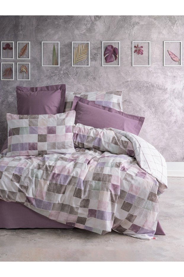 Minimal Maro dusty rose ranforce double duvet cover set