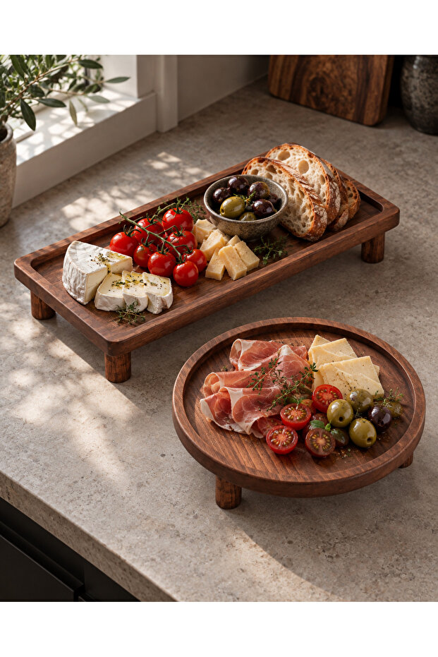 2-Piece Wooden Leg Presentation Set - Round Rectangular