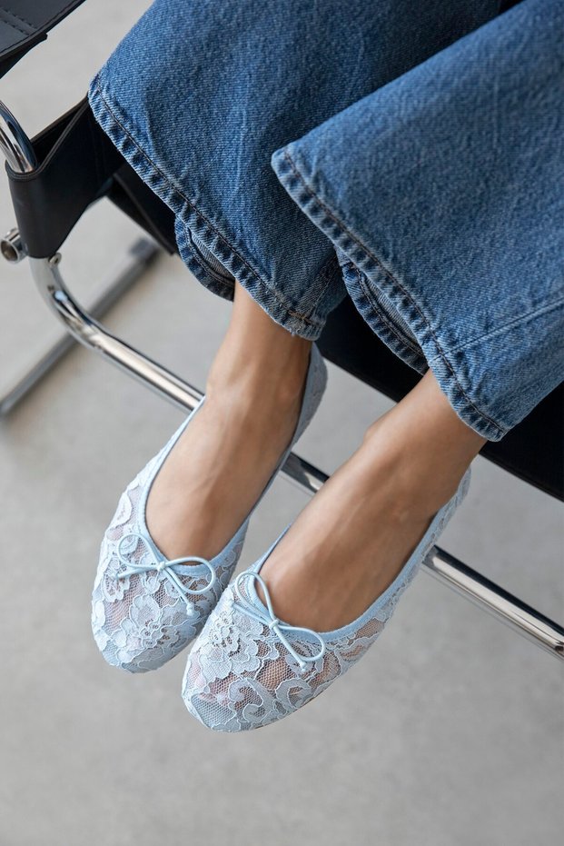 Drew Women's Mesh Detail Lace Ballerina Ballerina Baby Blue