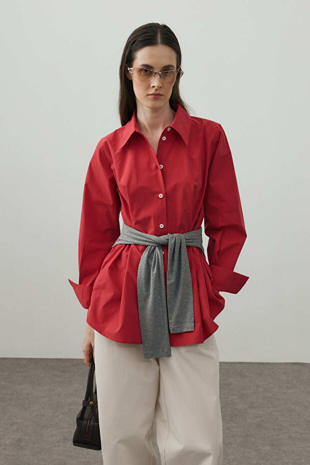 Basic Plain Shirt Red
