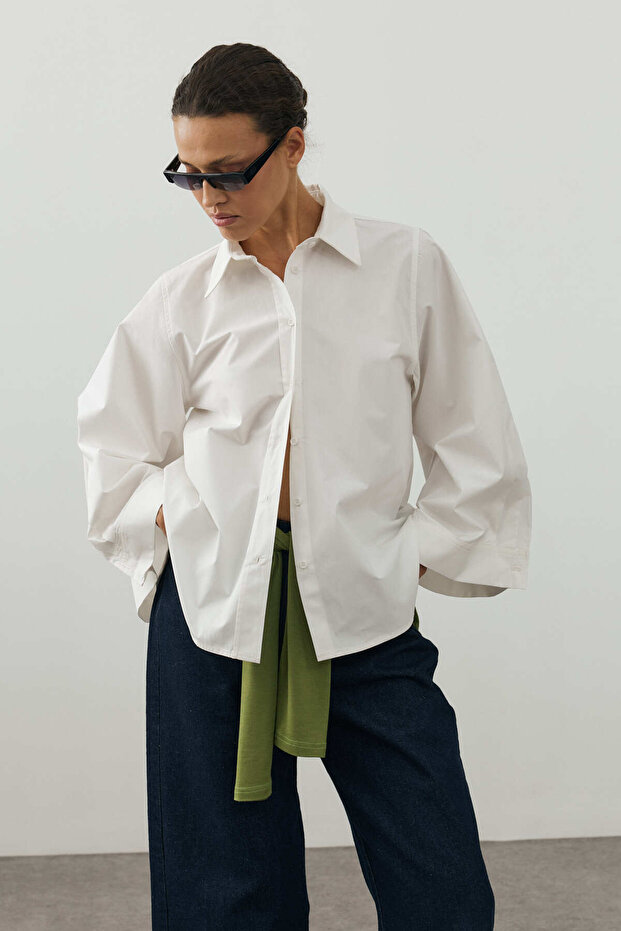 Adjustable Cuff Shirt White