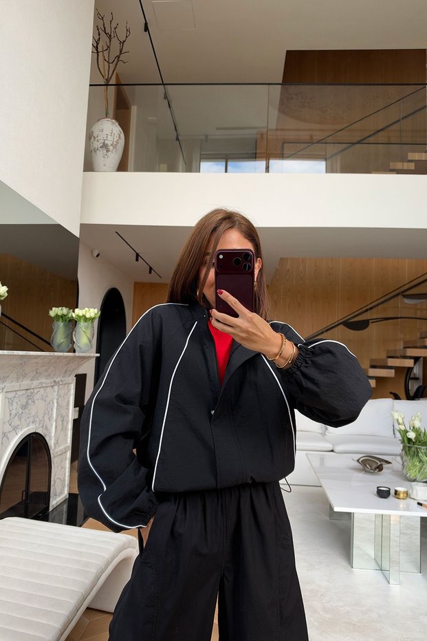 Waist Adjustable Piping Jacket