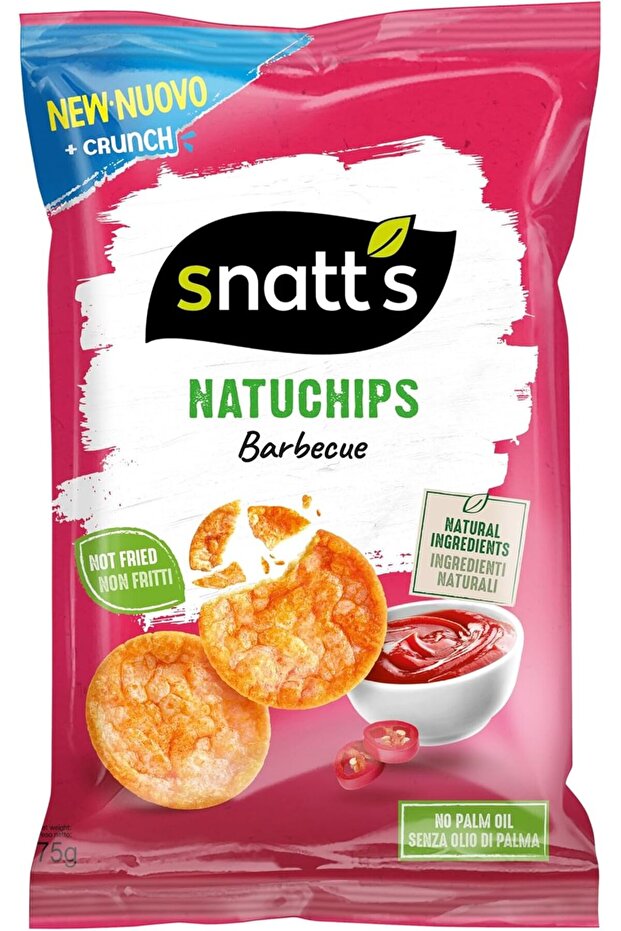 Snatt’s Natuchips Popped Barbecue & Tomato Flavour 75g | Crispy Popped Snack | Made with Natural Ingredients | Not Fried