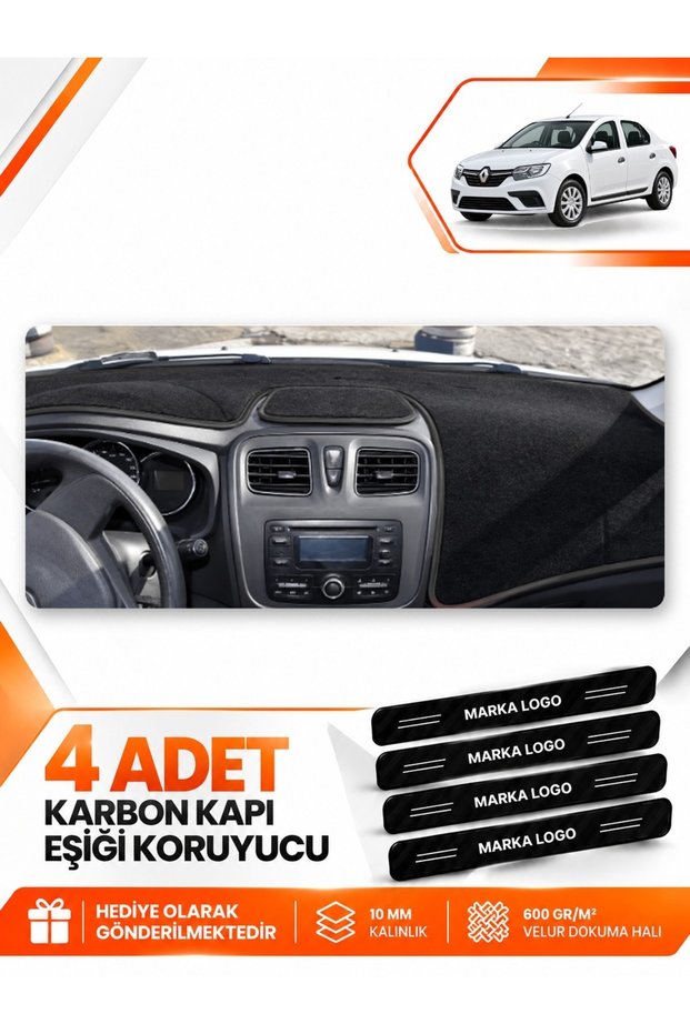 Renault Symbol Long Type.2 (2013-2021) Compatible Torpedo Protection Cover Carpet Cover - Black - Re016
