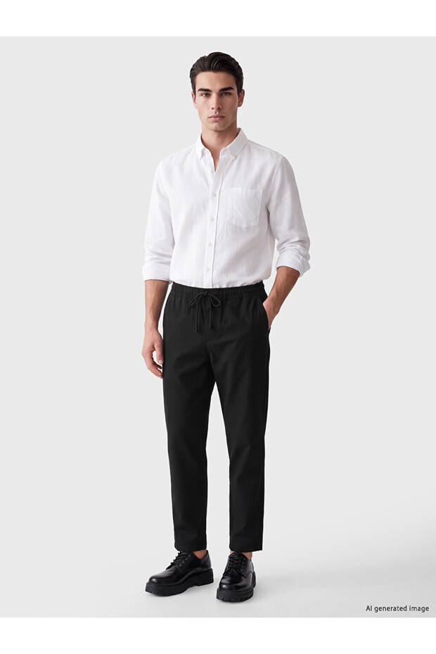 Özmarka New Season Black Relax Fit Gabardine Men's Trousers