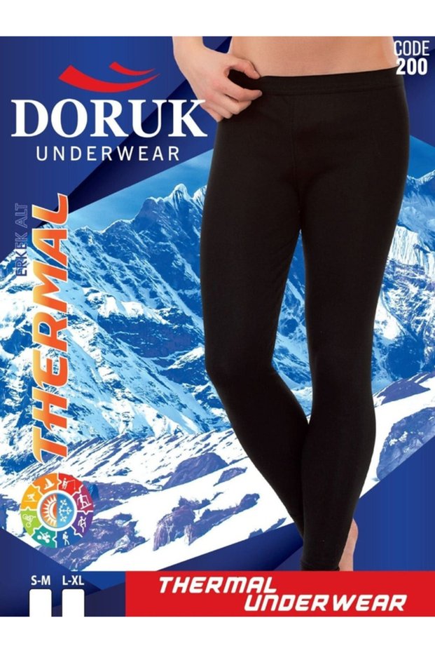 Doruk Men's Black Winter Thermal Underwear Leggings