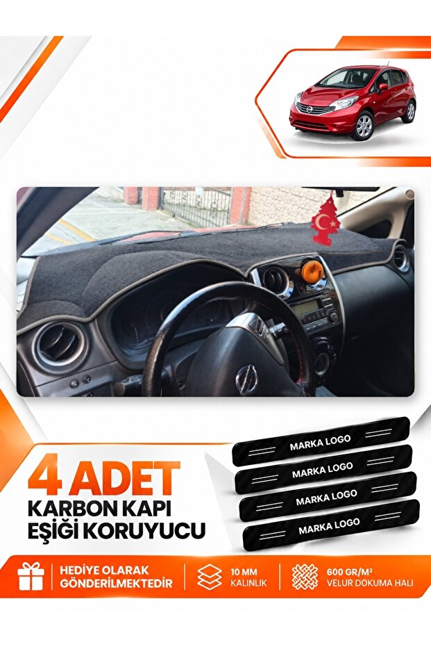 Nissan Note E12 (2009 and Later) Compatible Front Torpedo Protection Cover Carpet Protector - Black-Grey - Ni011