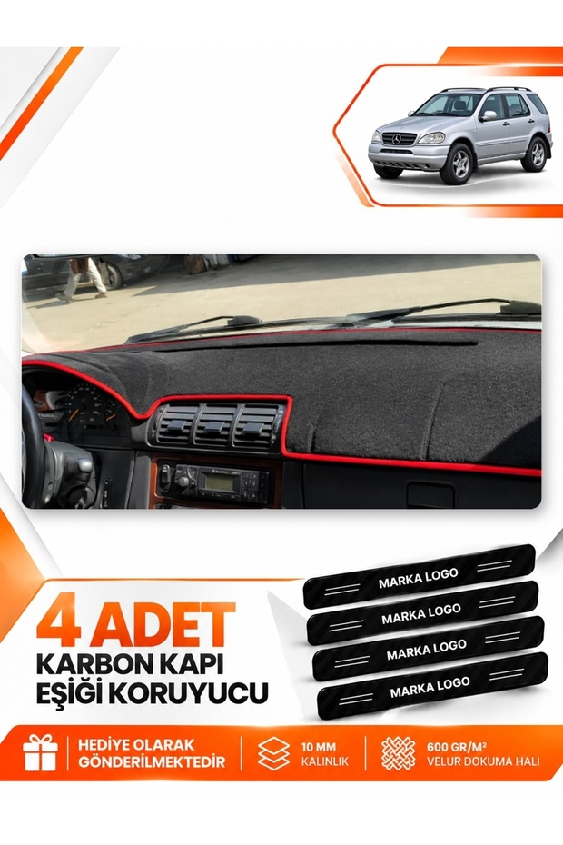 Mercedes W163 M-Class (1997-2005) Compatible Front Torpedo Protection Cover - Black-Red - Mb016