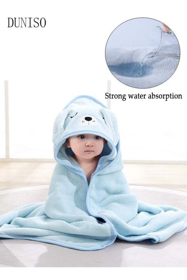 Baby Bath Towels Newborn Hooded Baby Towel Ultra Absorbent and Soft Cotton Hooded Washcloth for Baby Toddler Infant Unisex Hooded Baby Bath Towel Blue