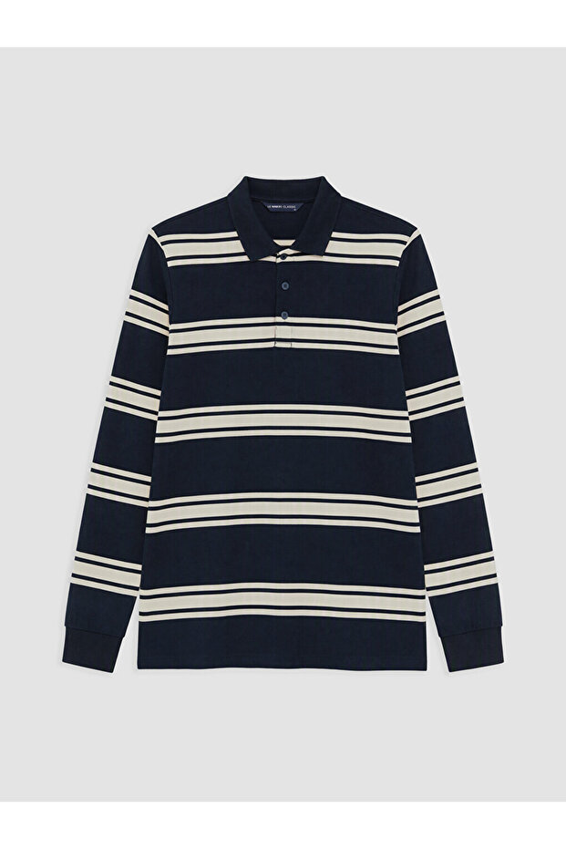 Esvab • Modern & Distinctive Devrik Roba Collar Striped Men's Sweatshirt