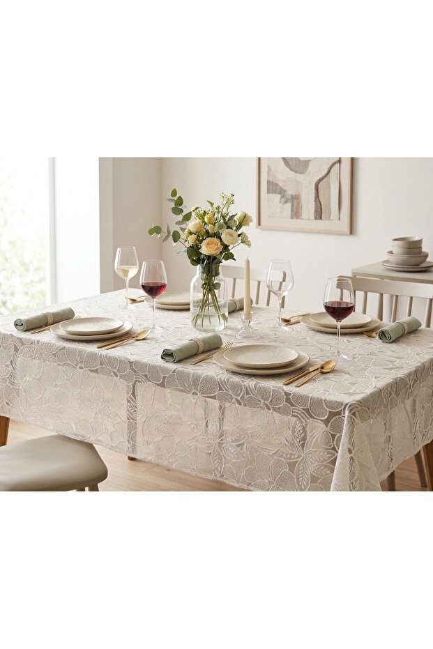 Black Wicker Luxury Pvc Coated Wipeable Tablecloth Waterproof Transparent Musam