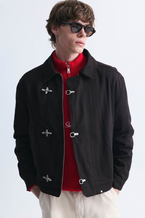 Crop Fit Metal Clip Closure Coat