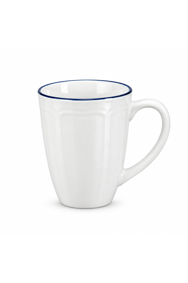 Luhpar Ceramic Mug White with Blue Rim - 350ml