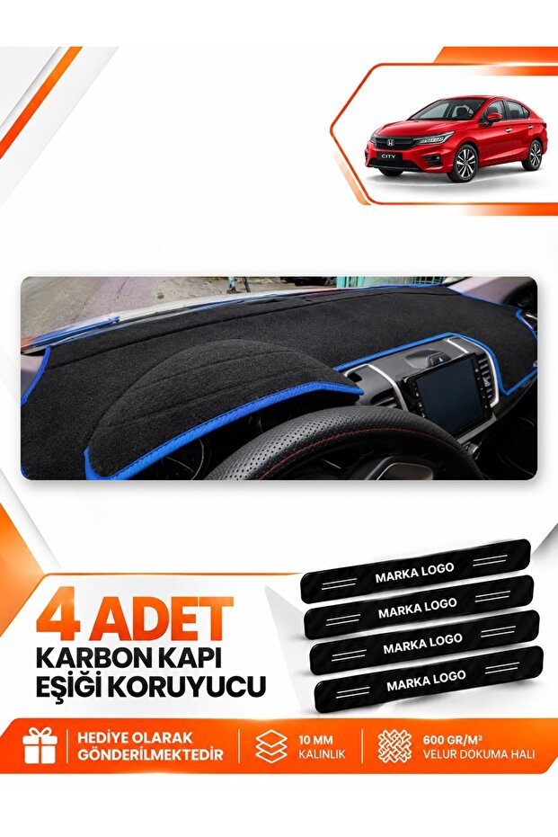 Honda City (2020-2024) Compatible Front Glove Box Protection Cover Carpet Protective Cover - Black-Blue - Ho003