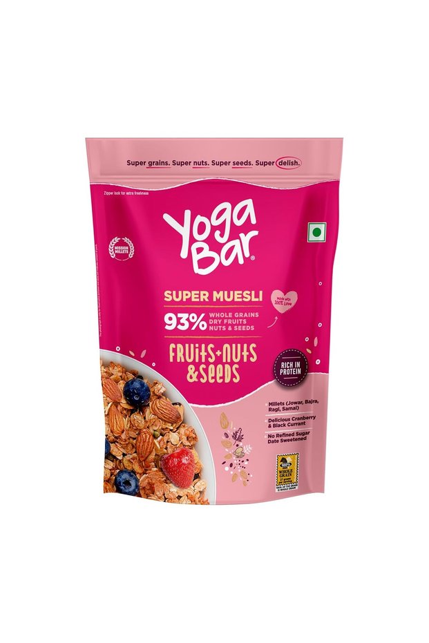 Yogabar Wholegrain Breakfast Muesli 700g – Fruits, Nuts & Seeds, Super Saver Pack
