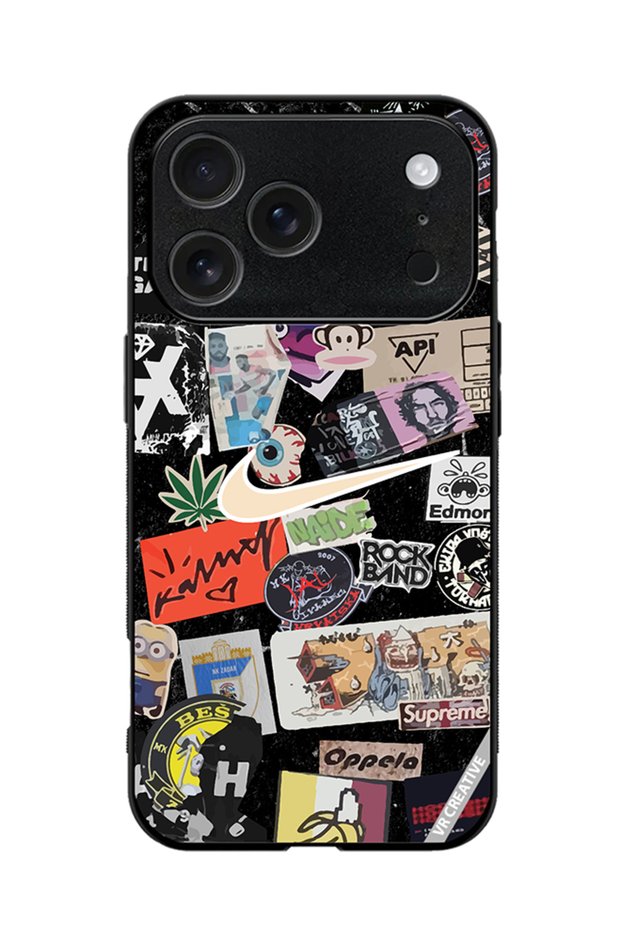 Protective Case Cover For Apple iPhone 18 Pro Max Nike Stickers Design Multicolour