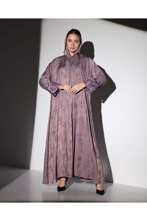 عباية حرير تطريز - Lavender - 53