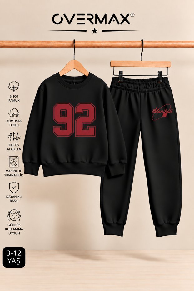 92 Printed Children's Crew Neck Sweatshirt Tracksuit Set - Ages 3-12