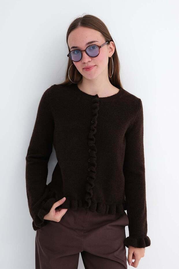 Ruffle Detailed Knitwear Cardigan H3505