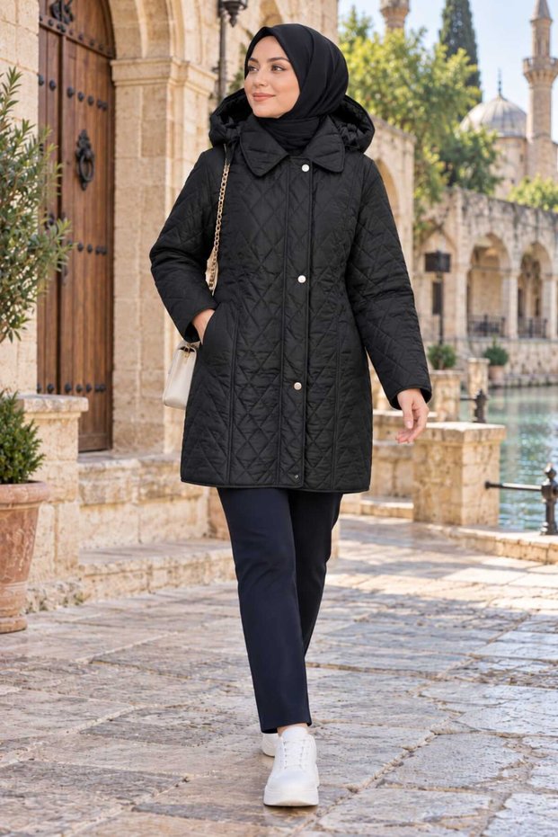 Women's Quilted Hooded Seasonal Tunic Coat