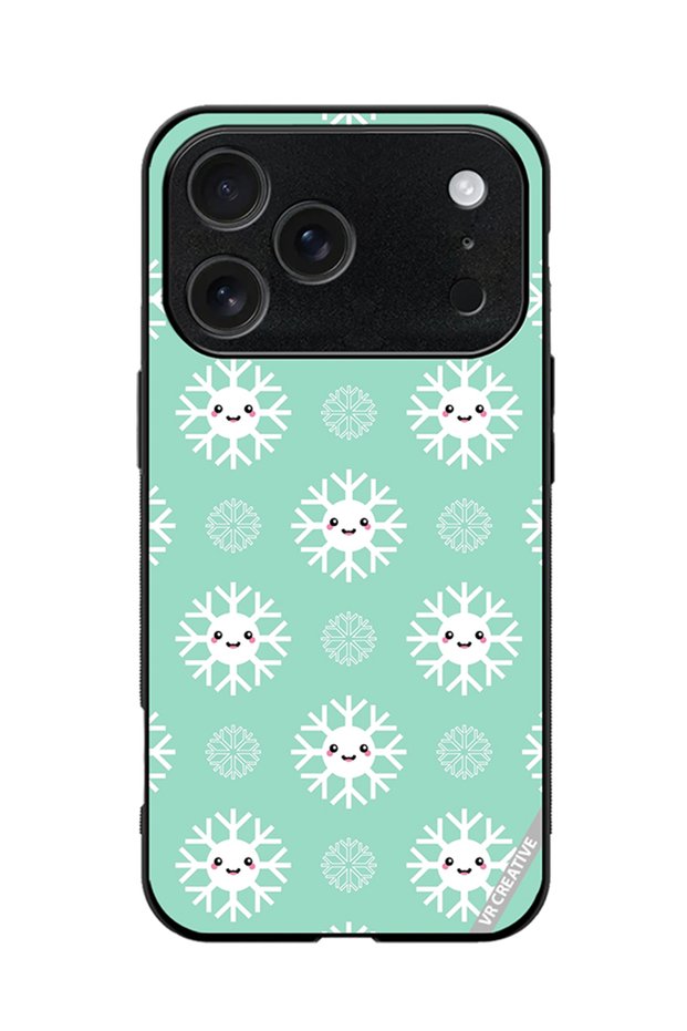 Protective Case Cover For Apple iPhone 18 Pro Max Cute And Happy Snowflakes Characters Design Multicolour