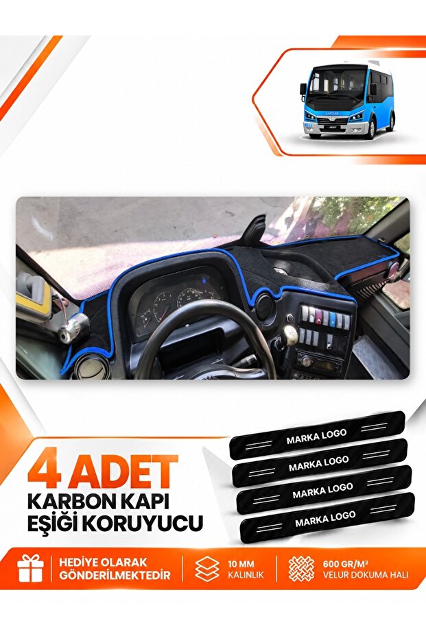 Karsan Jest (2013-2020) Compatible Front Torpedo Protection Carpet Cover - Black-Blue - Ebz-Trp-0223