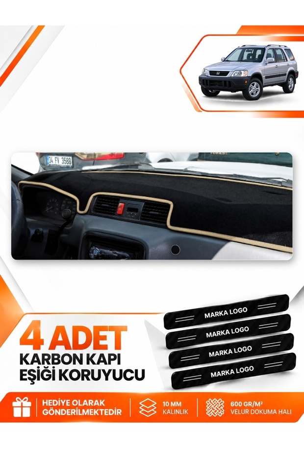 Honda Cr-V (1996-2001) Compatible Front Cover Glove Box Protection Protector Carpet - Black-Beige - Ho013