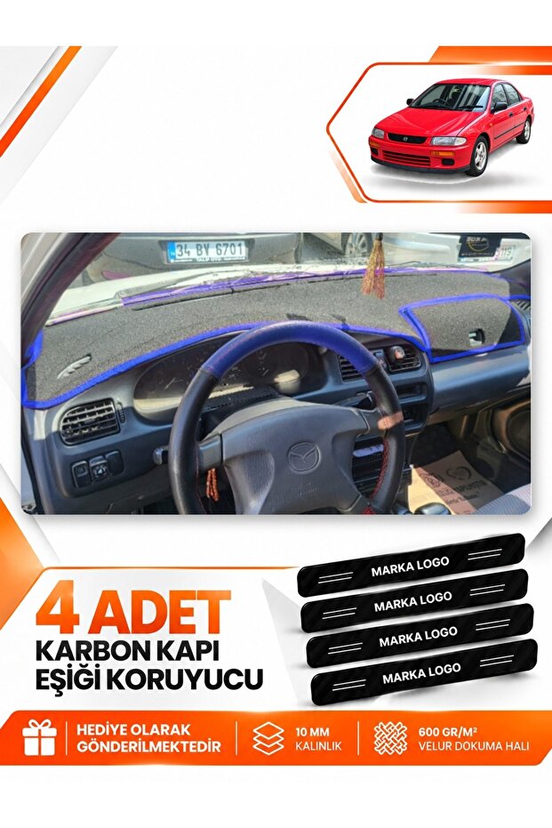 Mazda 323 Fami̇li̇a Covered (1994-1998) Compatible Front Torpedo Protection Cover - Black-Blue - Ma003