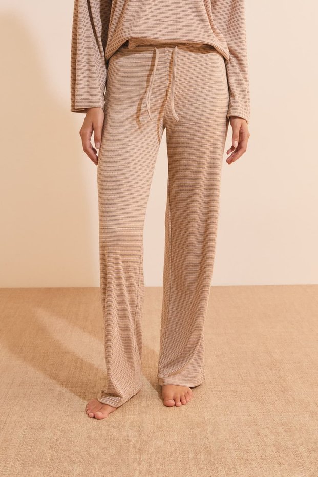 Striped Pajama Pants with Drawstring