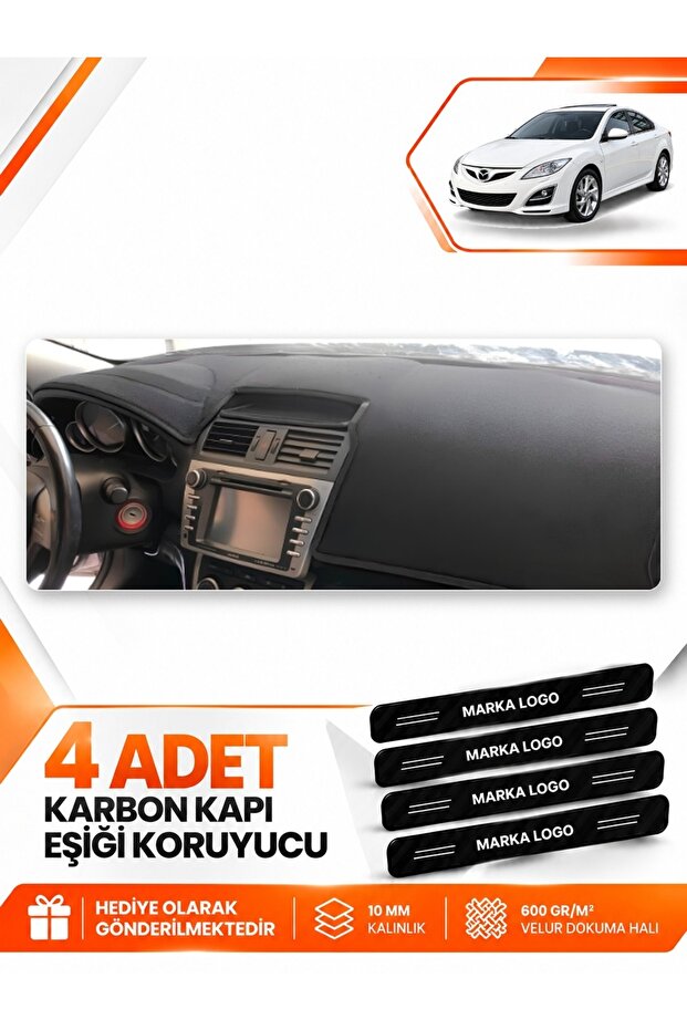 Mazda 6 (2007-2013) Compatible Dashboard Protection Protective Cover Carpet Cover Chest Panel - Black - Ma007