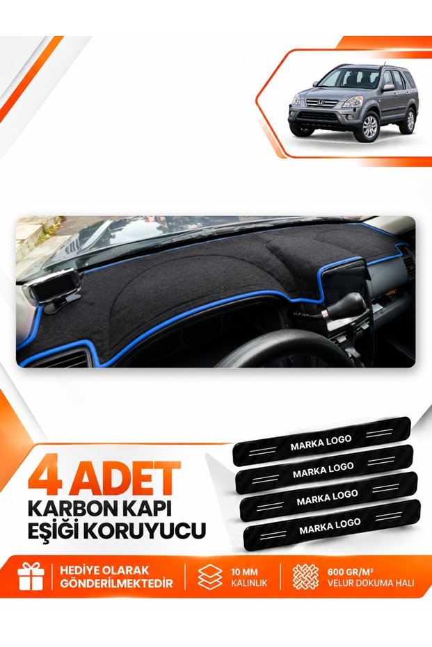 Honda Cr-V (2000-2006) Compatible Front Torpedo Protection Case Carpet Protective Cover - Black-Blue - Ho014
