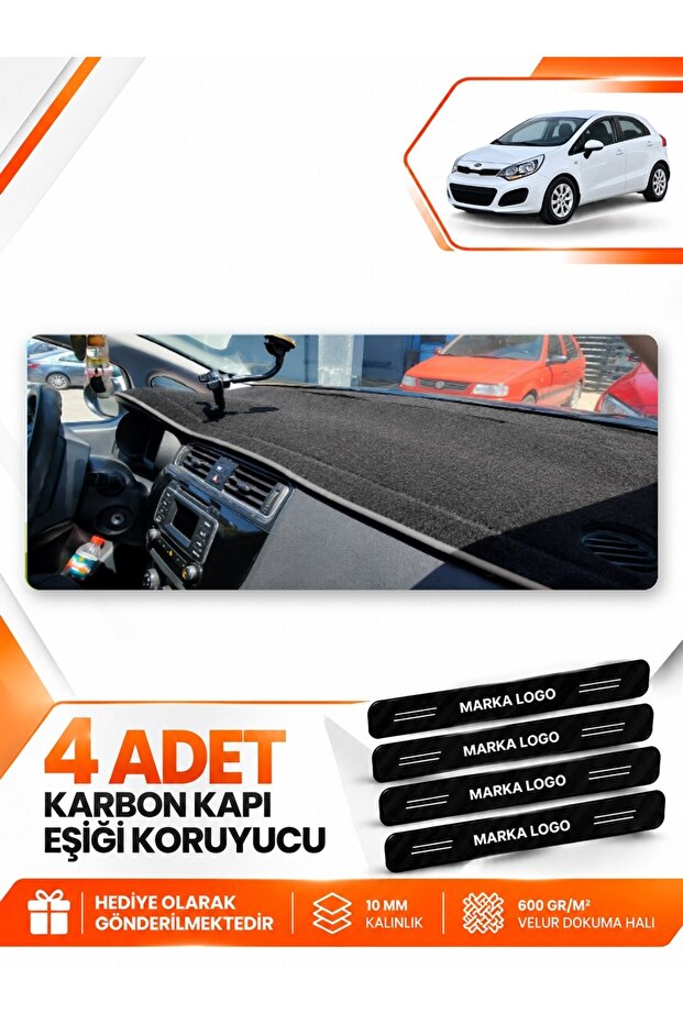 Kia Rio (2012-2018) Compatible Front Chest Torpedo Protection Cover Carpet Protective Panel - Black-Grey - Ki013