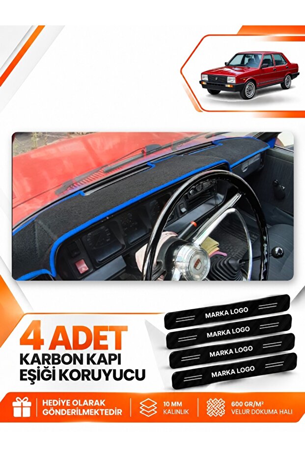 Tofaş Murat 131 (1977-1988) Compatible Front Torpedo Protection Carpet Cover - Black-Blue - Tf005